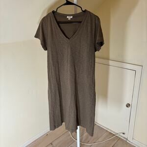 Dylan EUC Women's 100% Cotton Short Sleeve V-Neck Brown/Tan Dress Size S